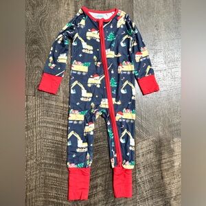 Bamboo Baby Sleepie Zippy Christmas Construction  Print 6-12 month Red & Navy